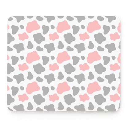 Pink Grey And White Cow Print Mouse Pad