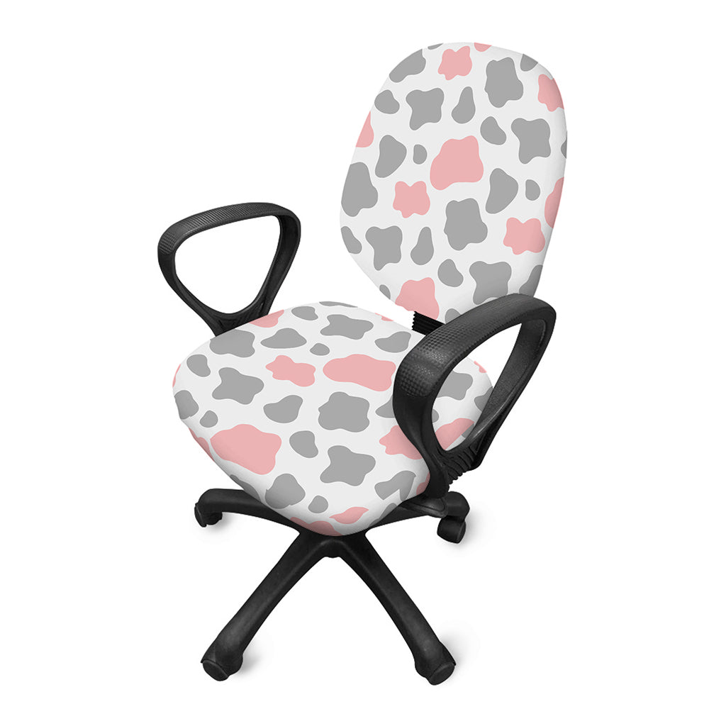 Pink Grey And White Cow Print Office Chair Cover