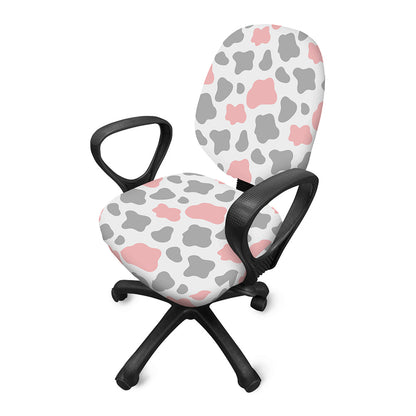 Pink Grey And White Cow Print Office Chair Cover