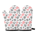 Pink Grey And White Cow Print Oven Mitts