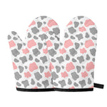 Pink Grey And White Cow Print Oven Mitts
