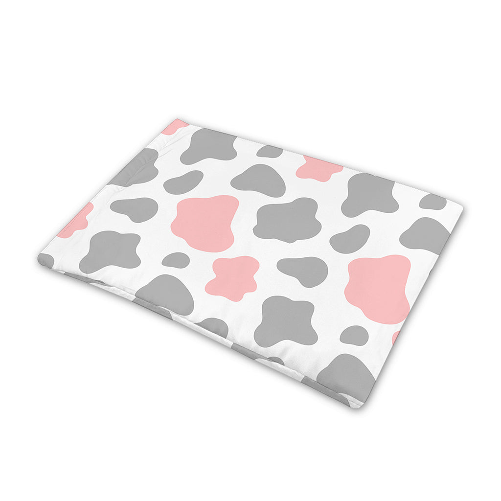 Pink Grey And White Cow Print Pet Cooling Mat Cover