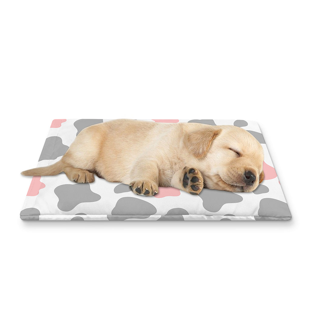 Pink Grey And White Cow Print Pet Cooling Mat Cover