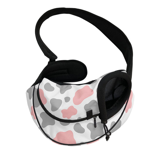 Pink Grey And White Cow Print Pet Sling Carrier