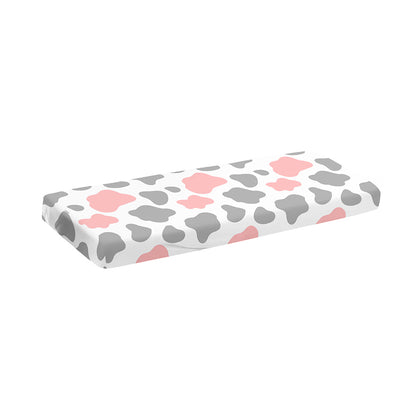 Pink Grey And White Cow Print Piano Keyboard Cover