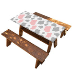Pink Grey And White Cow Print Picnic Table Cover