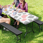 Pink Grey And White Cow Print Picnic Table Cover