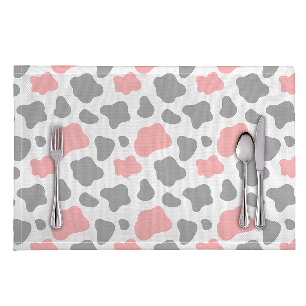 Pink Grey And White Cow Print Placemat
