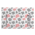 Pink Grey And White Cow Print Placemat