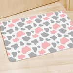 Pink Grey And White Cow Print Polyester Doormat