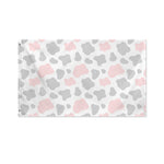 Pink Grey And White Cow Print Polyester Flag
