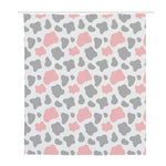 Pink Grey And White Cow Print Polyester Shower Curtain
