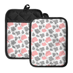 Pink Grey And White Cow Print Pot Holders With Pocket
