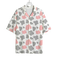 Pink Grey And White Cow Print Rayon Hawaiian Shirt