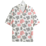 Pink Grey And White Cow Print Rayon Hawaiian Shirt