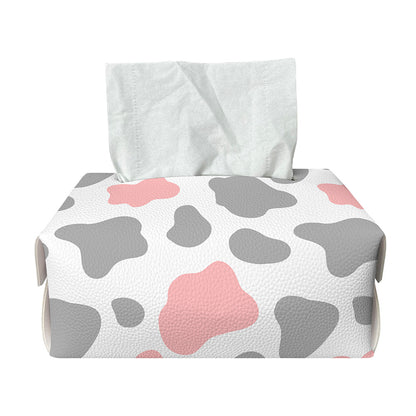 Pink Grey And White Cow Print Rectangle Tissue Box Cover