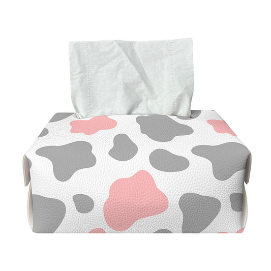 Pink Grey And White Cow Print Rectangle Tissue Box Cover