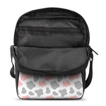 Pink Grey And White Cow Print Rectangular Crossbody Bag