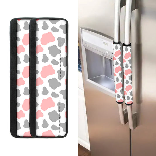 Pink Grey And White Cow Print Refrigerator Handle Covers