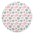 Pink Grey And White Cow Print Round Blanket