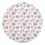 Pink Grey And White Cow Print Round Blanket