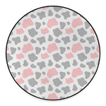 Pink Grey And White Cow Print Round Floor Mat