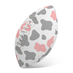 Pink Grey And White Cow Print Rugby Ball