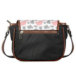 Pink Grey And White Cow Print Saddle Bag