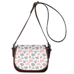 Pink Grey And White Cow Print Saddle Bag