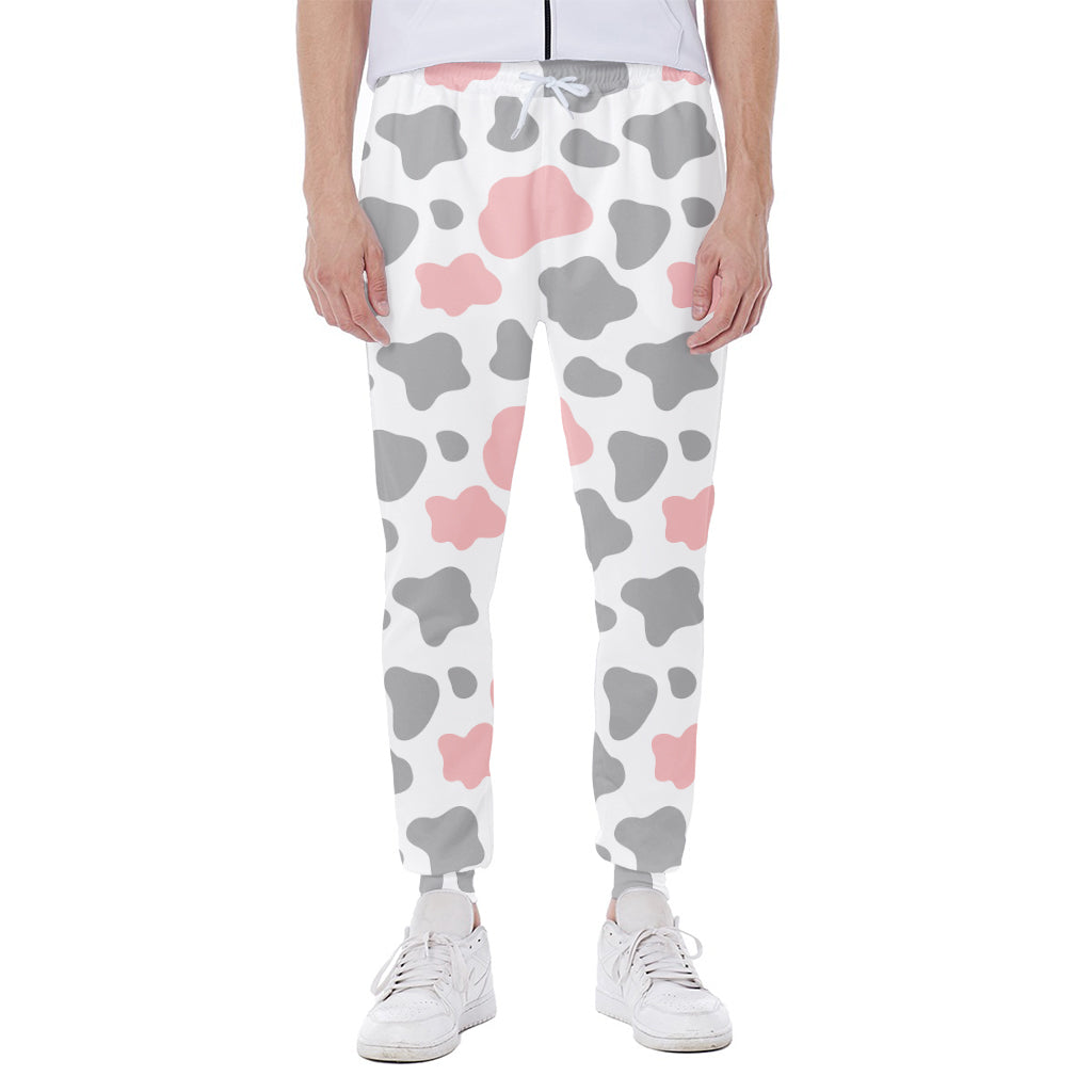 Pink Grey And White Cow Print Scuba Joggers