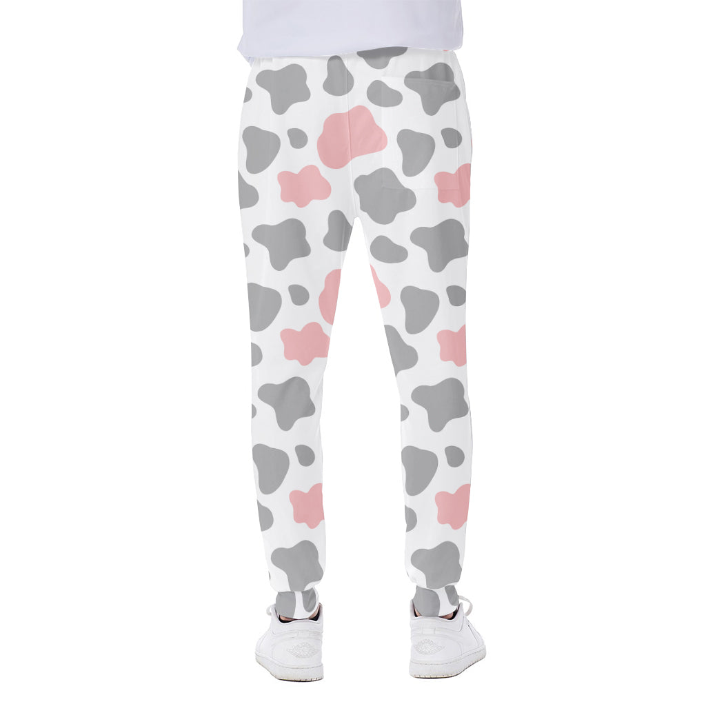 Pink Grey And White Cow Print Scuba Joggers
