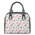 Pink Grey And White Cow Print Shoulder Handbag