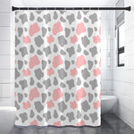 Pink Grey And White Cow Print Shower Curtain