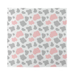 Pink Grey And White Cow Print Silk Bandana