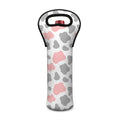 Pink Grey And White Cow Print Single Neoprene Wine Tote