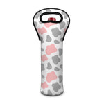 Pink Grey And White Cow Print Single Neoprene Wine Tote