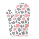 Pink Grey And White Cow Print Single Oven Mitt