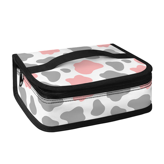 Pink Grey And White Cow Print Small Lunch Bag