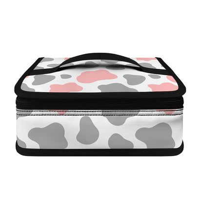 Pink Grey And White Cow Print Small Lunch Bag