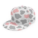 Pink Grey And White Cow Print Snapback Cap