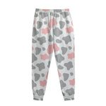 Pink Grey And White Cow Print Sweatpants
