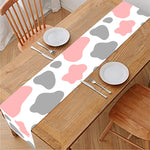 Pink Grey And White Cow Print Table Runner