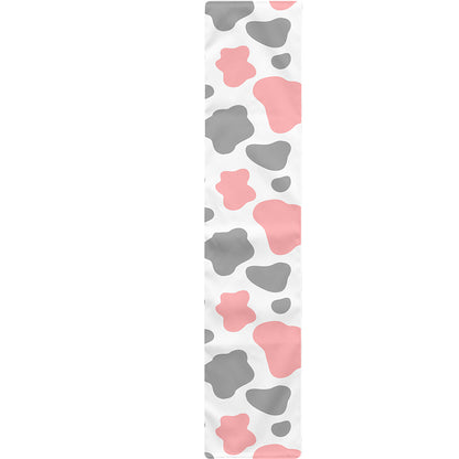 Pink Grey And White Cow Print Table Runner