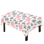 Pink Grey And White Cow Print Tablecloth