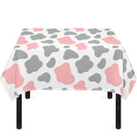 Pink Grey And White Cow Print Tablecloth