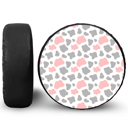 Pink Grey And White Cow Print Tire Cover