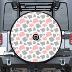Pink Grey And White Cow Print Tire Cover With Camera Hole