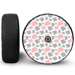 Pink Grey And White Cow Print Tire Cover With Camera Hole