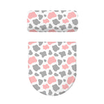 Pink Grey And White Cow Print Toilet Lid And Tank Cover Set