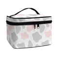 Pink Grey And White Cow Print Travel Makeup Bag
